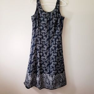 Liz Claiborne floral cotton navy dress 8